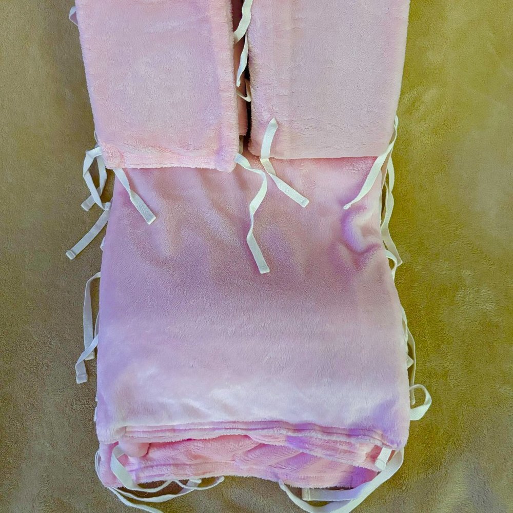 GO MAMA GO Crib Teething Guards in color Pink Minky